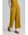 WIDE ELASTIC TROUSERS IN MUSTARD