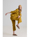 WIDE ELASTIC TROUSERS IN MUSTARD