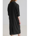 CROSS-FRONT DRESS WITH WIDE SLEEVES IN BLACK
