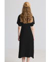 VESTIDO ENTALLADO DE MANGA ANCHA NEGRO