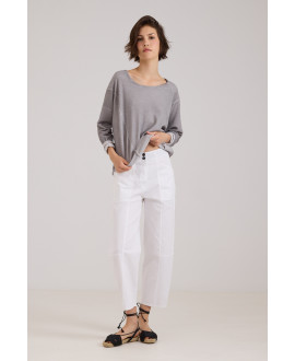 ELASTIC MULTI SEAMS TROUSERS IN WHITE