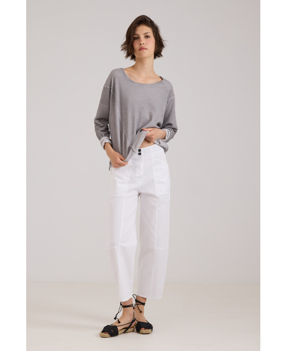 PANTALÓN ELÁSTICO MULTICOSTURAS BLANCO