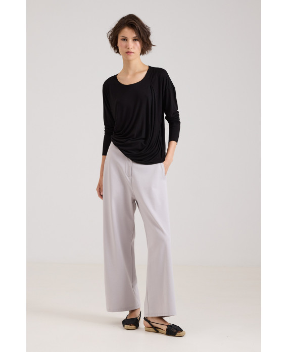 LIGHT GREY ELASTIC WAIST TROUSERS