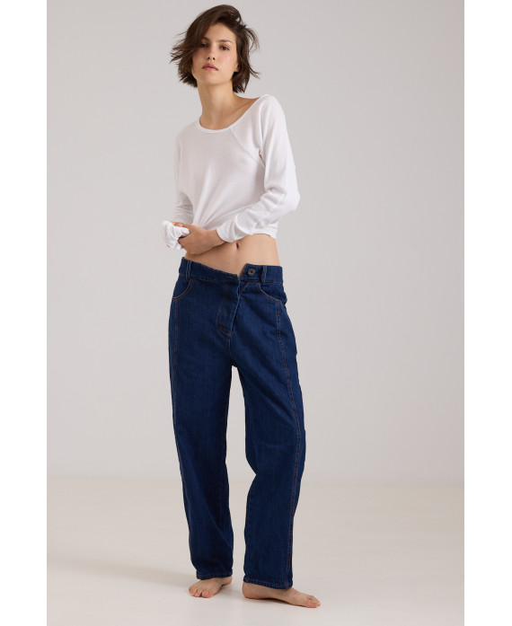FRONT SEAM DENIM TROUSERS