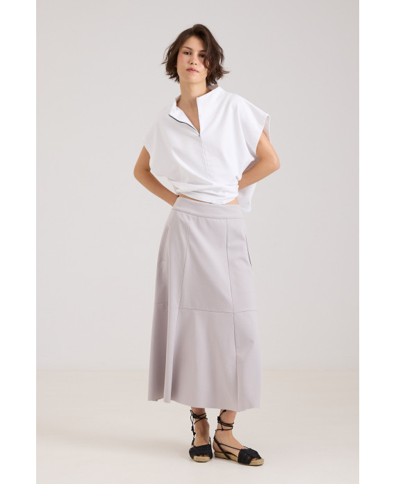 LIGHT GREY ELASTIC EVASE SKIRT