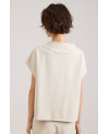 PLUSH HIGH COLLAR VEST IN BEIGE