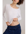 RIBBED T-SHIRT WITH IRREGULAR SEAMS IN WHITE