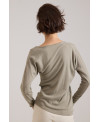 RIBBED T-SHIRT WITH IRREGULAR SEAMS IN SALVIA