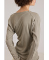 RIBBED T-SHIRT WITH IRREGULAR SEAMS IN SALVIA