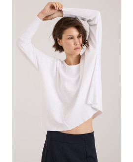 CAMISETA ANCHA DE CANALÉ Y COSTURAS BLANCO