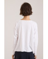 WHITE LOOSE-FIT RIBBED T-SHIRT WITH SEAMS