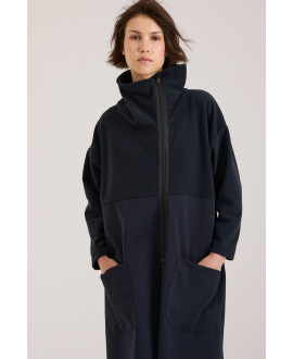 CHAQUETA POLAR TEJIDOS COMBINADOS NEGRO
