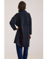 BLACK MIXED-FABRIC FLEECE JACKET