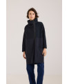 BLACK MIXED-FABRIC FLEECE JACKET
