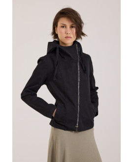 BLACK FITTED HOODED JACKET