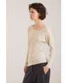 CAMISETA ENTALLADA IRREGULAR DE CANALÉ BEIGE