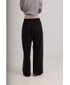 BLACK ELASTIC WAIST TROUSERS