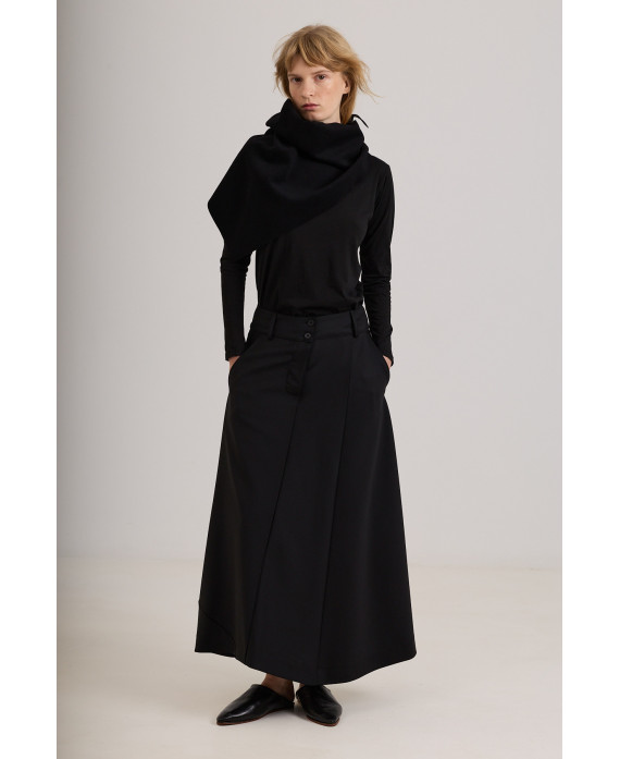 BLACK TAILORED SKIRT IRREGULAR SEAMS