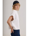 PLUSH HIGH COLLAR VEST IN WHITE