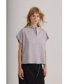 PLUSH HIGH COLLAR VEST IN GREY FREDO
