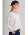 CAMISETA ANCHA DE CANALÉ Y COSTURAS BLANCO