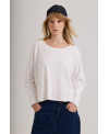 WHITE LOOSE-FIT RIBBED T-SHIRT WITH SEAMS