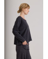 BLUEBERRY LOOSE-FIT RIBBED T-SHIRT WITH SEAMS