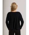 BLACK LOOSE-FIT RIBBED T-SHIRT WITH SEAMS