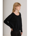 CAMISETA ANCHA DE CANALÉ Y COSTURAS NEGRO