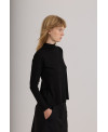 BLACK HIGH NECK T-SHIRT IN LIGHTWEIGHT FABRIC