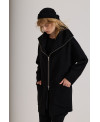 BLACK CASHMERE COAT WITH ZIP