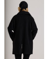 BLACK CASHMERE COAT WITH ZIP