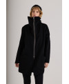 BLACK CASHMERE COAT WITH ZIP