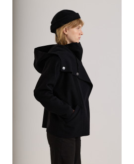 CHAQUETA CACHEMIRA CON CAPUCHA NEGRO