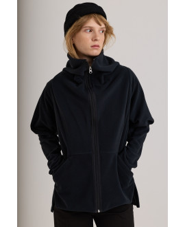 BLACK FLEECE JACKET WITH MAXI COLLAR