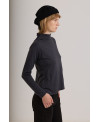 BLUEBERRY HIGH NECK T-SHIRT IN LIGHTWEIGHT FABRIC
