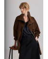 BROWN CASHMERE COAT WITH ZIP