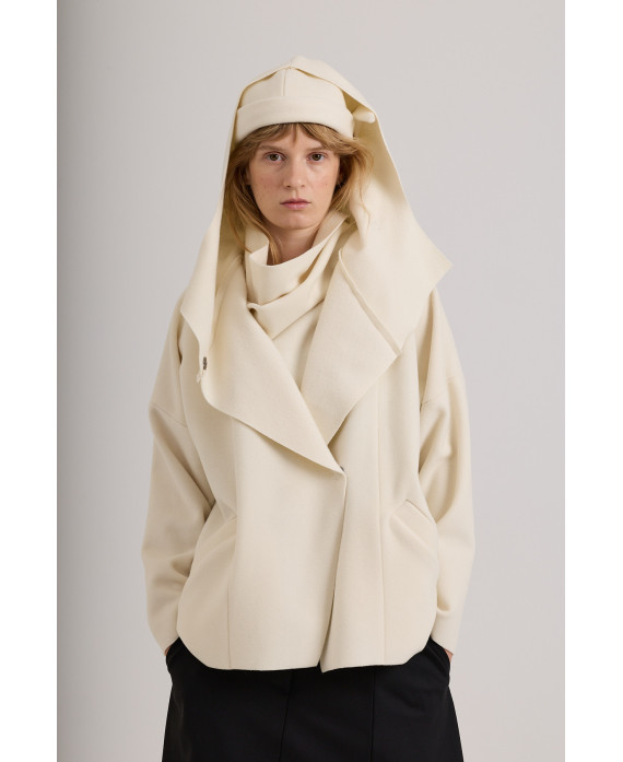 CHAQUETA CACHEMIRA CON CAPUCHA CRUDO