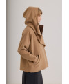 CHAQUETA CACHEMIRA CON CAPUCHA AVELLANA