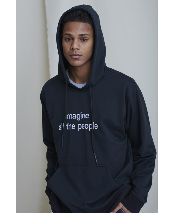 EMBROIDERED HOODED BLACK