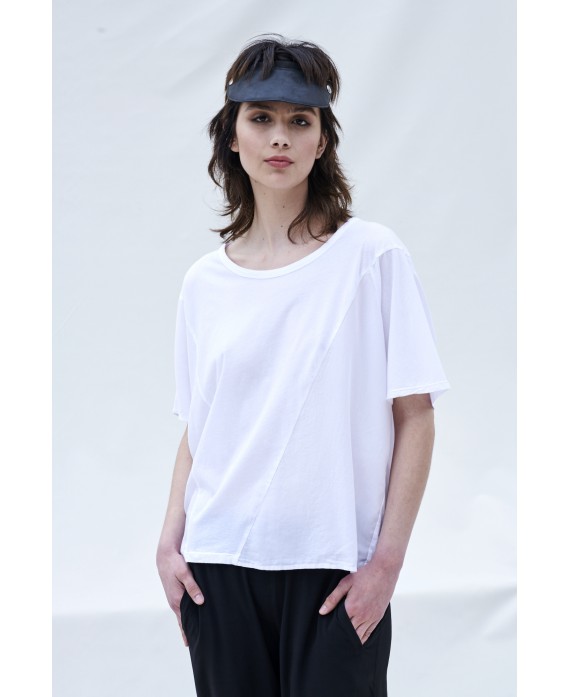 Samarreta teixits combinats blanca