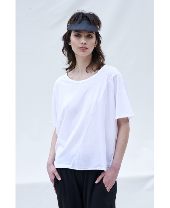 White combined fabrics T-shirt