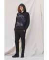 BLACK SUNFLOWERS EMBROIDERED HOODED