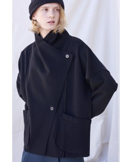 BLACK WOOL AND CASHMERE SHORT JACKET