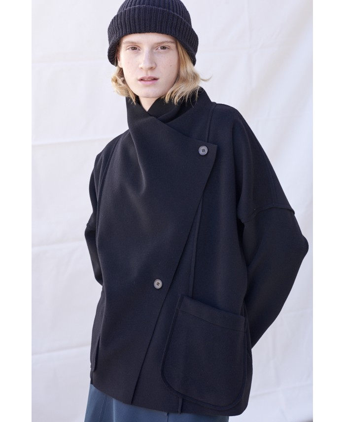 mens black coat with hood