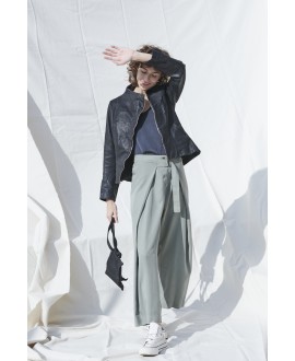 WIDE LED BELTED TROUSERS IN KHAKI