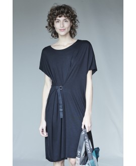 VESTIDO ELÁSTICO CON HEBILLA NEGRO