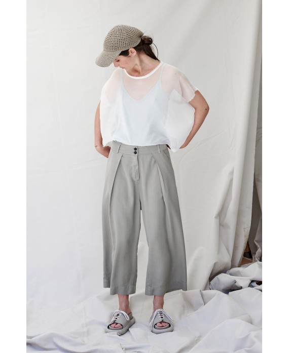 PANTALÓN ANCHO CON PLIEGUES DE TENCEL SALVIA