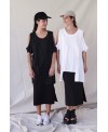 FALDA MIDI TEJIDO ELÁSTICO NEGRO
