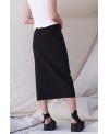 ELASTIC MIDI SKIRT IN BLACK